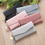 Trendy Heart Tassel Pendant Multifunctional Lichi Grain Handbag Design Women Long Wallet - Image 3