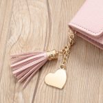 Trendy Heart Tassel Pendant Multifunctional Lichi Grain Handbag Design Women Long Wallet - Image 4