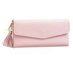 Trendy Heart Tassel Pendant Multifunctional Lichi Grain Handbag Design Women Long Wallet - Image 2