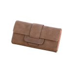 Vintage Lichi Grain Long Wallet With Buckle Design For Women