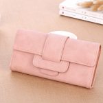 Vintage Lichi Grain Long Wallet With Buckle Design For Women - Image 4