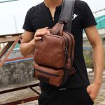 Wholesale Fashion Men Street Style Solid Color Pu Leather One Strap Chestpack - Image 3