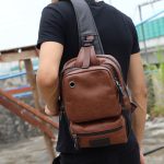 Wholesale Fashion Men Street Style Solid Color Pu Leather One Strap Chestpack - Image 2