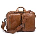 Wholesale Fashion Creative Design Solid Color Top Grade Genuine Leather Men Briefcase