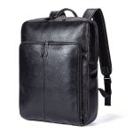 Wholesale Casual Style Men Solid Color Cow Leather Geometric Shape Backpack - Image 3