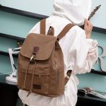 Wholesale Casual Flap Drawstring Pattern Unisex Style Canvas Backpack - Image 5