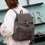 Wholesale Casual Flap Drawstring Pattern Unisex Style Canvas Backpack - Image 8