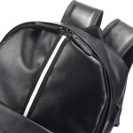 Wholesale Simple Stripe Design Solid Color PU Leather Men Large Capacity Backpack - Image 6