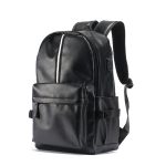 Wholesale Simple Stripe Design Solid Color PU Leather Men Large Capacity Backpack - Image 5