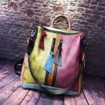 Wholesale Retro Style Women Fashion Blocking Color Patchwork Design Backpack - Image 3