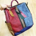 Wholesale Retro Style Women Fashion Blocking Color Patchwork Design Backpack - Image 2