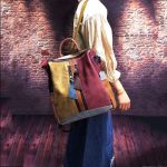 Wholesale Retro Style Women Fashion Blocking Color Patchwork Design Backpack - Image 8
