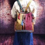 Wholesale Retro Style Women Fashion Blocking Color Patchwork Design Backpack