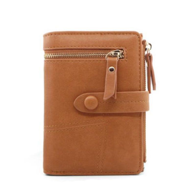 2019090102500661451 Women Simple Plain Color Zipper Decor PU Hasp Wallet - Image 1