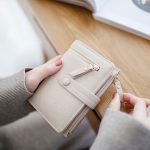 Women Simple Plain Color Zipper Decor PU Hasp Wallet - Image 7