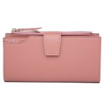 Fashion Women Jelly Color Long Length PU Trifold Zipper Pattern Wallet