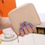 Solid Color Unique Embossing Design Women Mini Size PU Wallet - Image 7