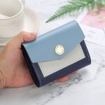 Sweet Women Color Block Hasp Pattern PU Trifold Wallet