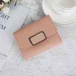 Wholesale Short Simple Square Solid Color PU Trifold Wallet