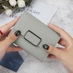 Wholesale Short Simple Square Solid Color PU Trifold Wallet - Image 14