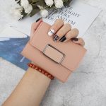 Wholesale Short Simple Square Solid Color PU Trifold Wallet - Image 2