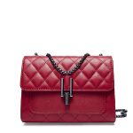 Women Lozenge Pattern Chain Genuine Leather Messenger Bags - Image 3