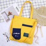 Wholesale Block Color Large Capacity Canvas Zipper Shoulder Bag