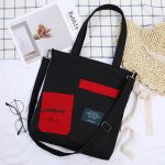 Wholesale Block Color Large Capacity Canvas Zipper Shoulder Bag - Image 8