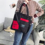 Wholesale Block Color Large Capacity Canvas Zipper Shoulder Bag - Image 9