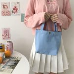 Wholesale Women Simple Solid Color Canvas Handle Bag - Image 19
