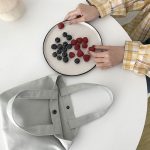 Wholesale Women Simple Solid Color Canvas Handle Bag - Image 12