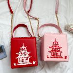 Wholesale Women Unique Tower Print Crossbody Square Bag - Image 3