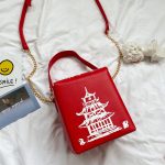 Wholesale Women Unique Tower Print Crossbody Square Bag