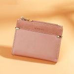 Woman Solid Color Zipper Bifold Mini Wallet - Image 6