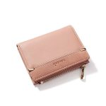 Woman Solid Color Zipper Bifold Mini Wallet - Image 5