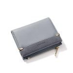 Woman Solid Color Zipper Bifold Mini Wallet - Image 2