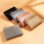 Woman Solid Color Zipper Bifold Mini Wallet