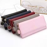 Wholesale Women Casual Button Solid Color PU Purse - Image 2