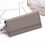 Wholesale Women Casual Button Solid Color PU Purse - Image 5