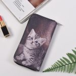 Woman Cute Cat Prints Zipper PU Long Purse - Image 11