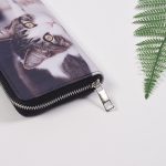 Woman Cute Cat Prints Zipper PU Long Purse - Image 3
