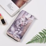 Woman Cute Cat Prints Zipper PU Long Purse - Image 7