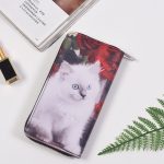 Woman Cute Cat Prints Zipper PU Long Purse - Image 9