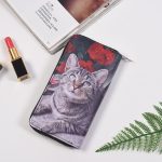 Woman Cute Cat Prints Zipper PU Long Purse - Image 8