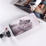 Wholesale Woman Fashion Cat Prints Zipper Pu Purse