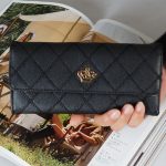 Wholesale Woman Fashion Solid Color Rhombus Stitching Multi-card-pocket Purse - Image 6