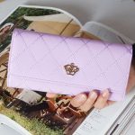 Wholesale Woman Fashion Solid Color Rhombus Stitching Multi-card-pocket Purse