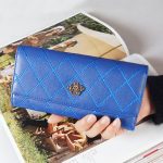 Wholesale Woman Fashion Solid Color Rhombus Stitching Multi-card-pocket Purse - Image 15