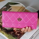 Wholesale Woman Fashion Solid Color Rhombus Stitching Multi-card-pocket Purse - Image 14