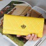 Wholesale Woman Fashion Solid Color Rhombus Stitching Multi-card-pocket Purse - Image 16